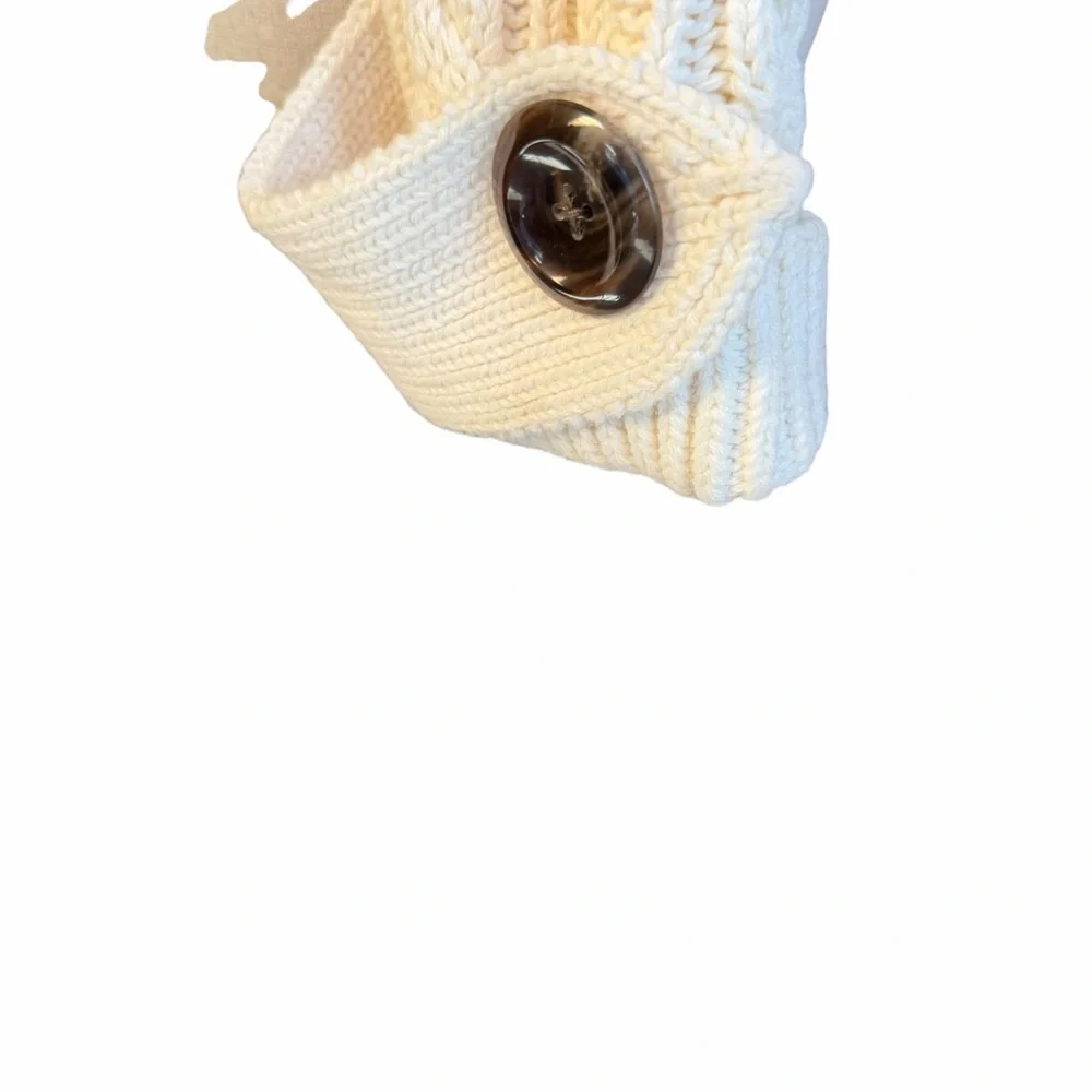 Late 1990s/Y2K Banana Republic Off White Cotton/Wool Blend Chunky Cable Knit But